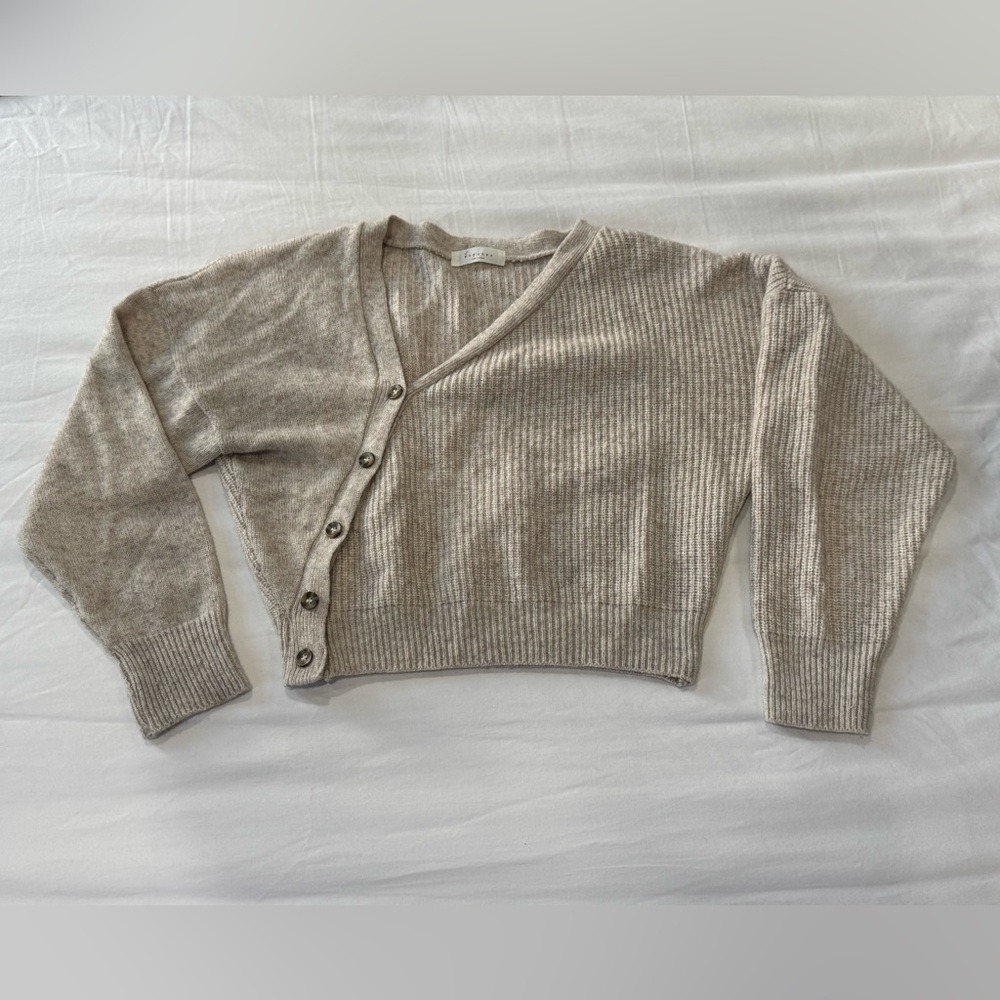 Taupe Asymmetrical Button Cardigan